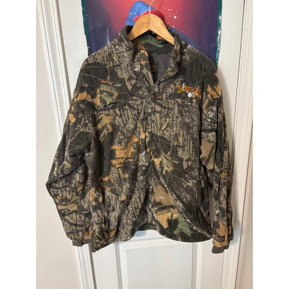 ScentLok Polartec Fleece Hunting Jacket Camo Full Zip Mens Large Odor Control
